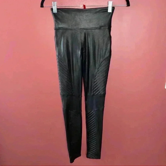 SPANX FAUX LEATHER MOTO LEGGING - Picture 1 of 9